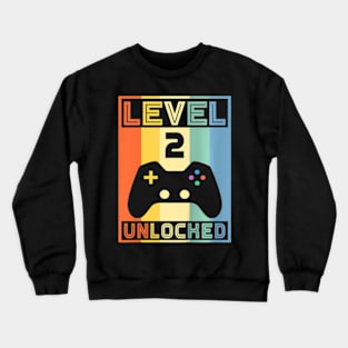 Kids Level 2  Video 2nd Birthday Gaming Crewneck Sweatshirt